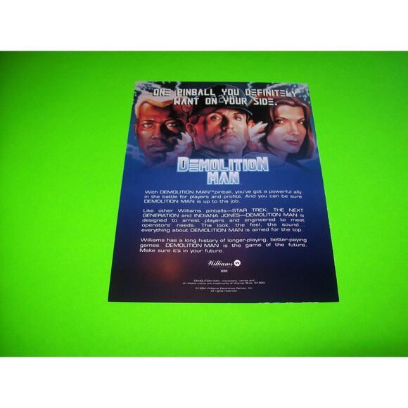 Demolition Man Pinball FLYER Wesley Snipes Sylvester Stallone 1994 Brochure - Picture 6 of 6